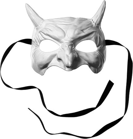 Amazon.com: ILOVEMASKS Halloween Masquerade Goblin Devil Horns Eye Mask - White : Clothing, Shoes & Jewelry