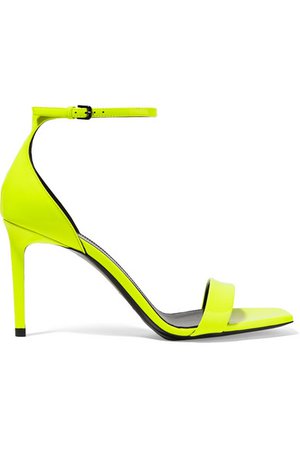 SAINT LAURENT | Amber neon patent-leather sandals | NET-A-PORTER.COM
