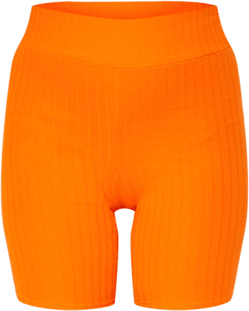 orange ribbed biker shorts