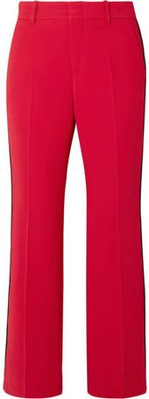 Grosgrain-trimmed Cady Bootcut Pants - Red