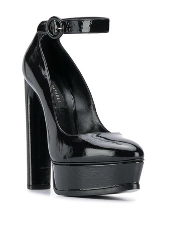 *clipped by @luci-her* black Casadei patent strap pumps