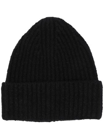 Shop black Acne Studios rib-knit beanie hat with Express Delivery - Farfetch