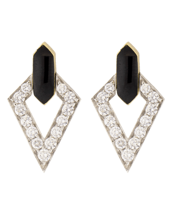 Double Diamond And Black Enamel Earrings – Marissa Collections