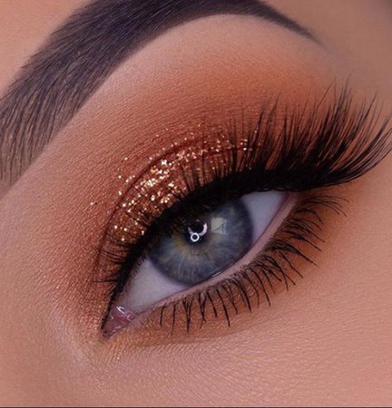 Orange Glitter Eye Makeup