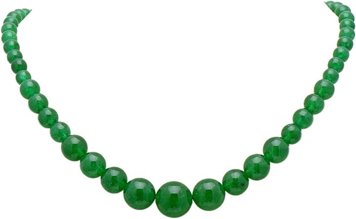 Amazon.com: Paialco Women's Graduated Necklace Strand Chalcedony Emerald Green Beads 6-14MM, 18 Inches: Clothing, Shoes & Jewelry