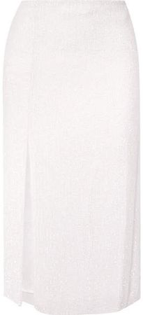 Veronica Sequined Chiffon Midi Skirt - White