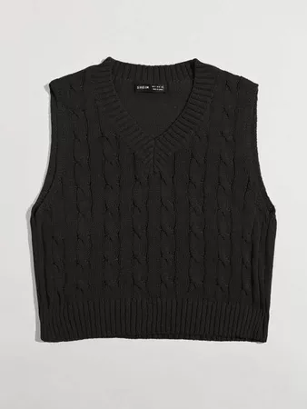 Cable Knit Cropped Sweater Vest | SHEIN USA