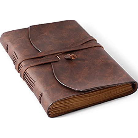 Amazon.com : Homesure Leather Journal Notebook 5x7 inches - Rustic Handmade Vintage Leather Bound Journals for Men and Women - Kraft Lined Paper 200 Pages, Leather Book Diary Pocket Notebook, Brown : Office Products