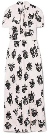 Floral-print Silk-jacquard Maxi Dress - White