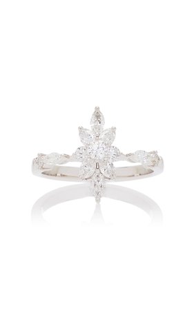 Marquis Cluster 18K White And Diamond Ring by Yeprem | Moda Operandi