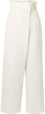 Nikko Wrap-effect High-rise Wide-leg Pants - White