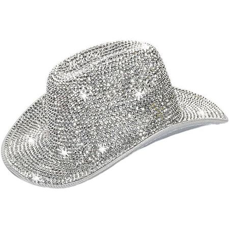 Crystal Rhinestone Bling Silver Cowboy Hat