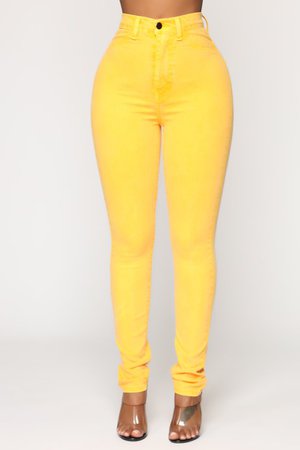 High Waisted Yellow Skinny Jeans