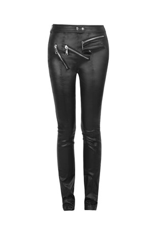 Women Steampunk Skin Tight Black Pant Faux Leather Punk Black Leggings