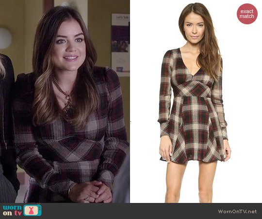 WornOnTV: Aria’s plaid long sleeve dress on Pretty Little Liars | Lucy Hale | Clothes and Wardrobe from TV