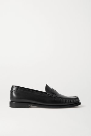 Black Logo-appliquéd leather loafers | SAINT LAURENT | NET-A-PORTER