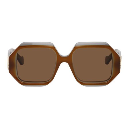 Loewe Brown Rectangular Chunky Sunglasses – Editorialist