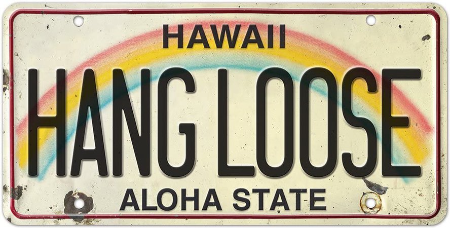 Amazon.com: Pacifica Island Art 6in x 12in Vintage Hawaiian Embossed License Plate - Hang Loose: Home & Kitchen