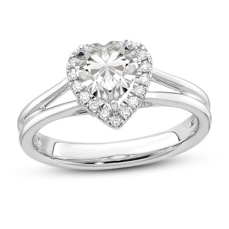 Diamond Halo Engagement Ring 3/4 ct tw Heart/Round 14K White Gold | Jared