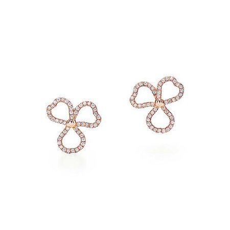 Tiffany Paper Flowers diamond open flower earrings in 18k rose gold. | Tiffany & Co.