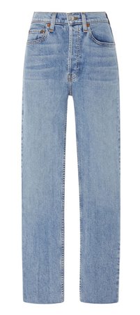 redone blue denim jeans