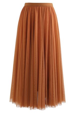 My Secret Garden Tulle Maxi Skirt in Pumpkin - Retro, Indie and Unique Fashion