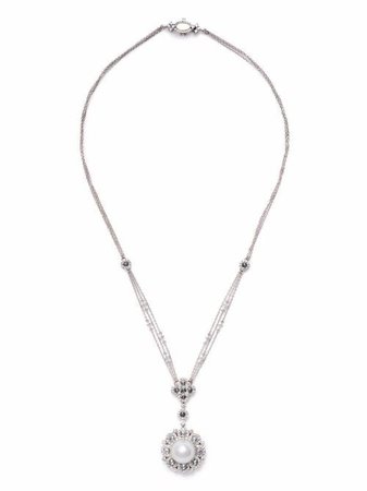 AUTORE 18kt White Gold Rococo Diamond And Pearl Pendant Necklace - Farfetch