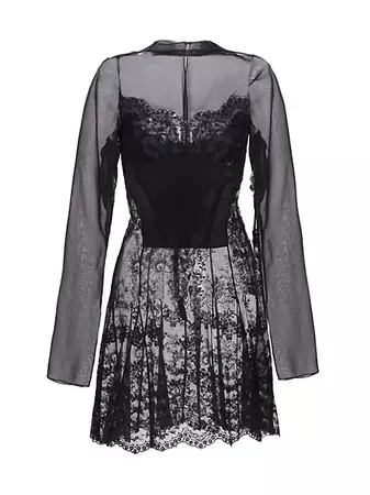 Shop Jason Wu Collection Chiffon & Lace Sheer Mini Dress | Saks Fifth Avenue