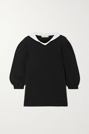 Black Sailor two-tone cotton-blend top | USISI SISTER | NET-A-PORTER