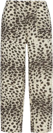Leo High-Waisted Cropped Cheetah-Print Cotton Pants