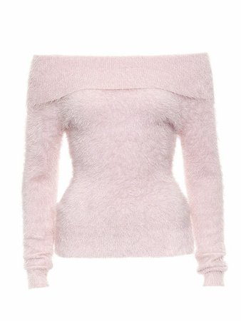 @lollialand - furry light pink off the shoulder sweater
