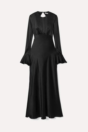 Open-back Silk-satin Maxi Dress - Black