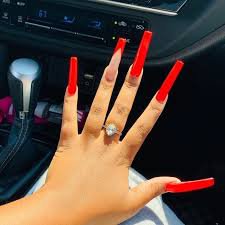 red nails long - Google Search