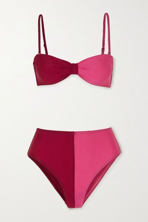 Pink Thea two-tone bandeau bikini | Leslie Amon | NET-A-PORTER