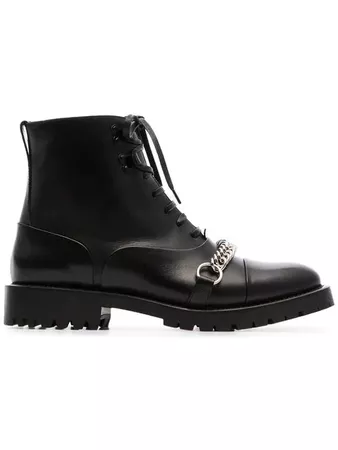 Burberry Chain Detail Lace-up Ankle Boots