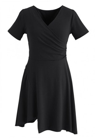 Wrapped Skater Dress in Black - NEW ARRIVALS - Retro, Indie and Unique Fashion