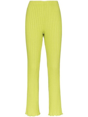 Simon Miller Cyrene Ribbed Straight Leg Trousers W5124042 Green | Farfetch