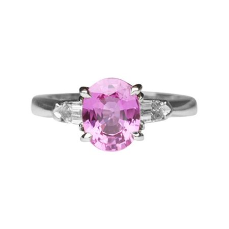 2.21 Carat Pink Sapphire and Diamond Platinum Ring Estate Fine Jewelry For Sale at 1stDibs