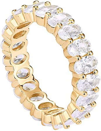 Amazon.com: PAVOI 14K Gold Plated Rings Oval Cubic Zirconia Love Ring | Eternity Ring | 5mm Stackable Rings for Women | Gold Rings for Women: Clothing, Shoes & Jewelry