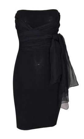 1991 Dolce & Gabbana Black Strapless Mini Dress w/ Long Silk Sash | My Haute Wardrobe