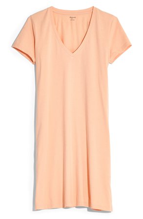 Madewell Northside V-Neck T-Shirt Dress peach