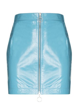 zipped mini skirt blue
