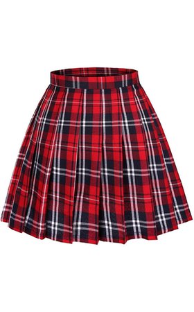 plaid red skirt