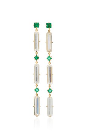 Yi Collection 18K Gold Emerald and Topaz Earrings