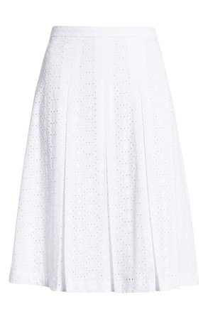 Tommy Hilfiger Pleated Cotton Eyelet Skirt | white