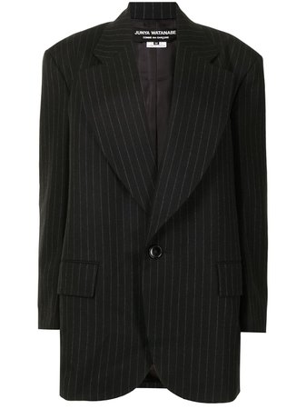 Shop Junya Watanabe pinstripe pattern oversized blazer with Express Delivery - FARFETCH