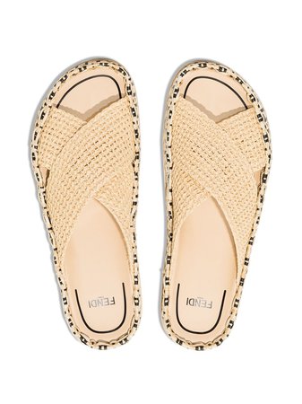 Shop Fendi Fendi Reflections woven slides with Express Delivery - FARFETCH