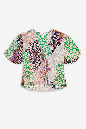 Mixed Floral Double Tie Top - Vacation Shop - Clothing - Topshop USA