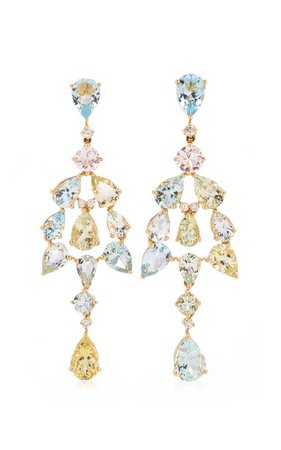 18k Yellow Gold Aquamarine, Diamond Earrings By Goshwara | Moda Operandi