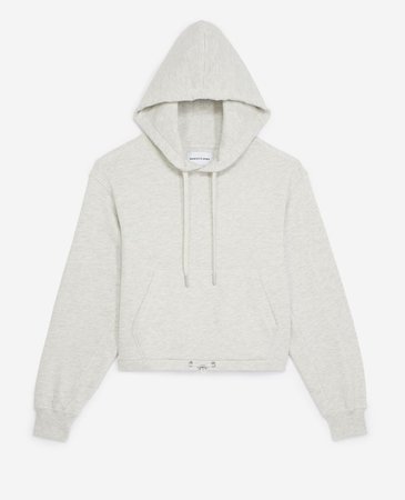 Hooded gray sweatshirt with pouch pocket | The Kooples